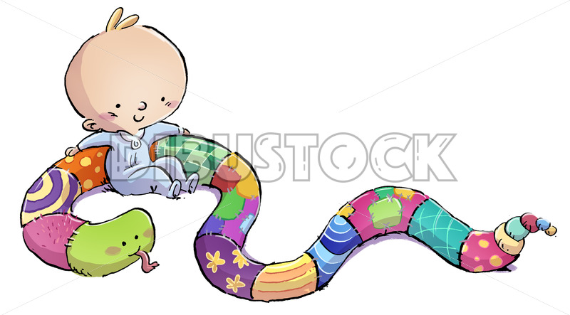 Baby with toy snake