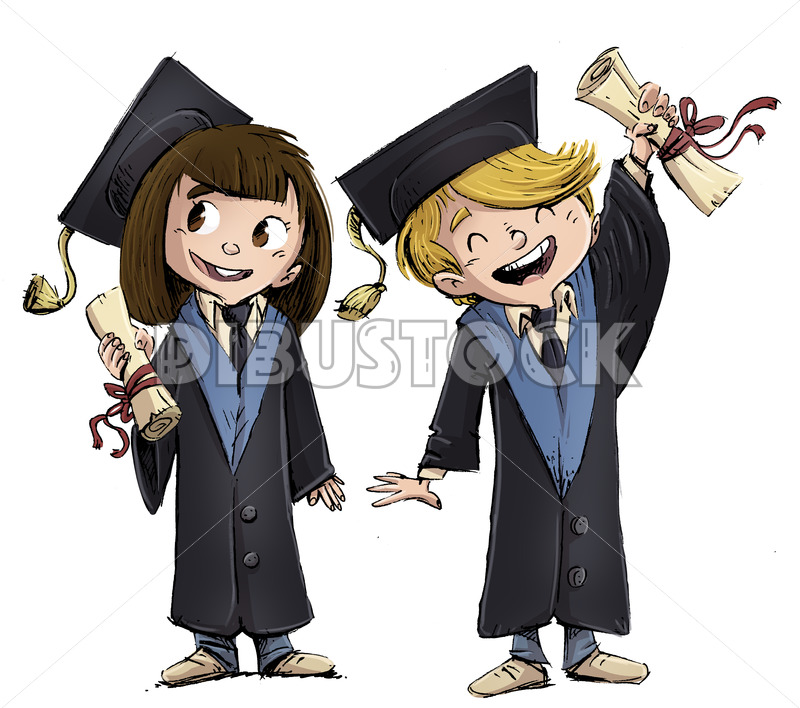 Happy children graduates
