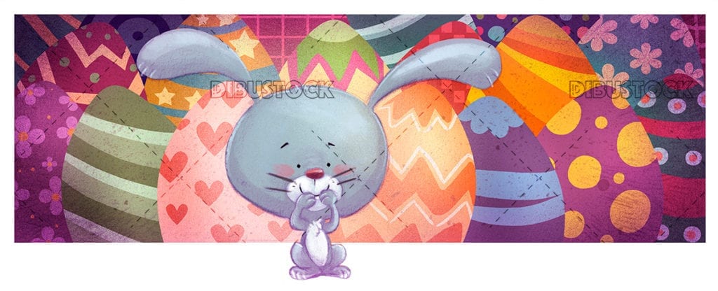 conejo de pascua con huevos