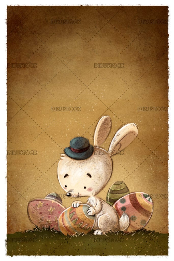 conejo de pascua con huevos