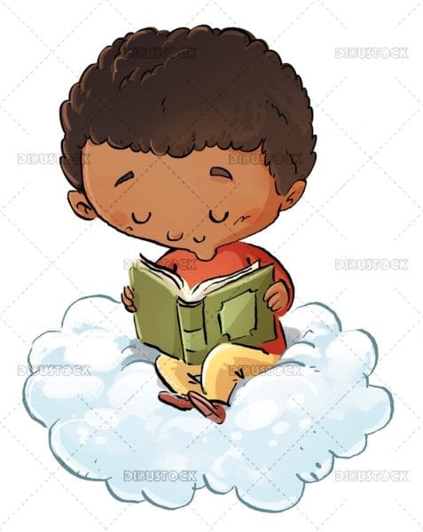 Boy reading on a cloud